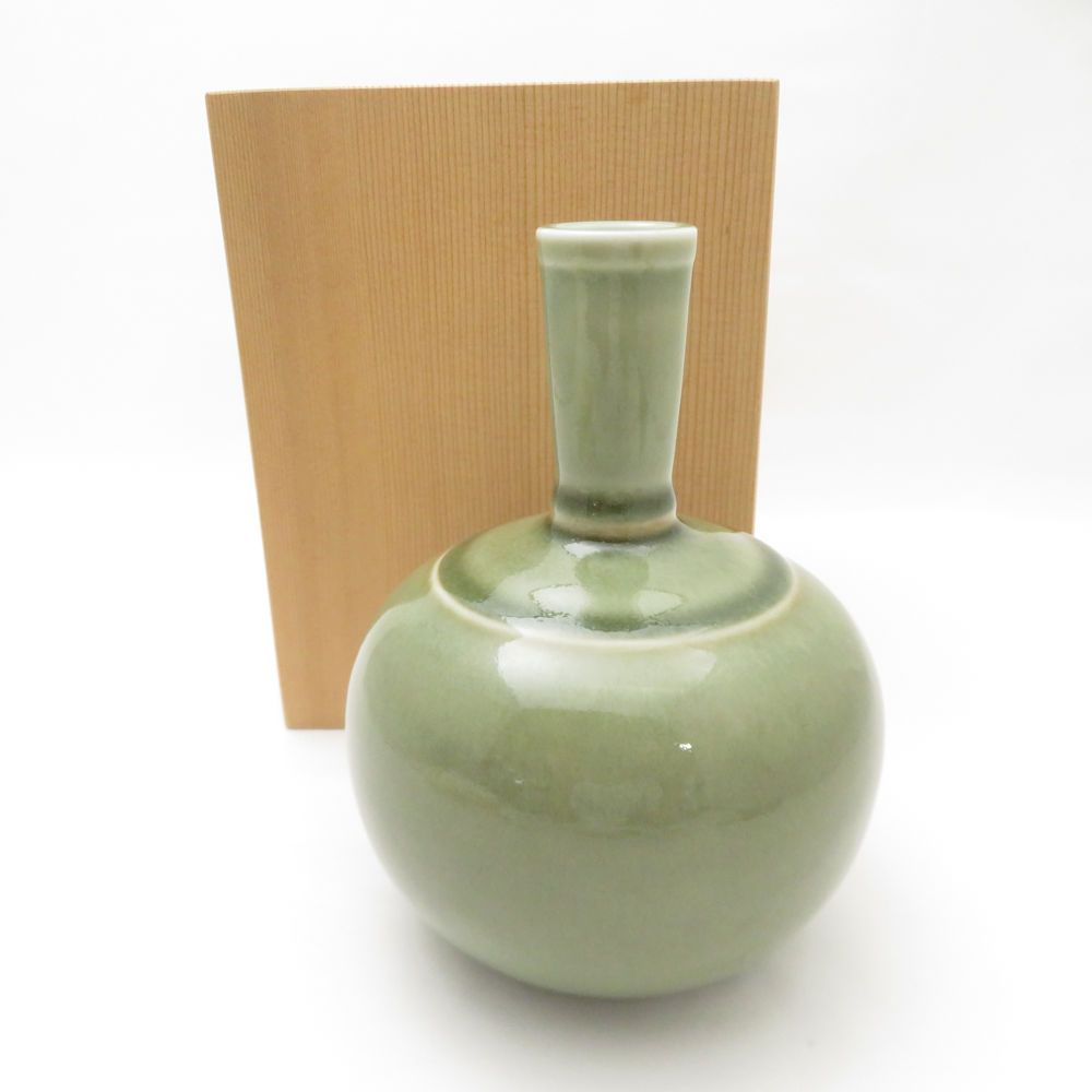 草場正人（有田焼染付大振花入れ） 日展作家【草場正人】有田焼 花瓶