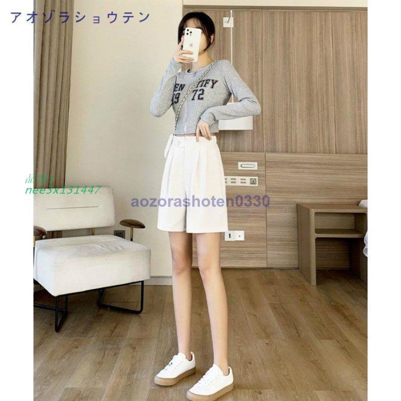 タックハーフパンツ スタイルアップ