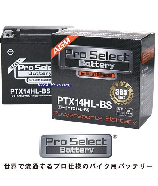 保証付ハーレー専用AGMバッテリープロセレクトバッテリー【PTX20H-BS】