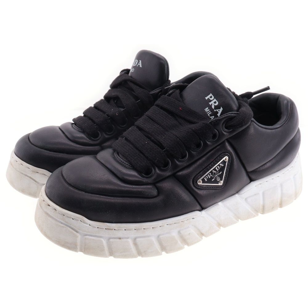 PRADA プラダ パデッドナッパレザーローカットスニーカー シューズ ブラック 2EE386 PRADA (プラダ) パデッドナッパレザーローカットスニーカー シューズ