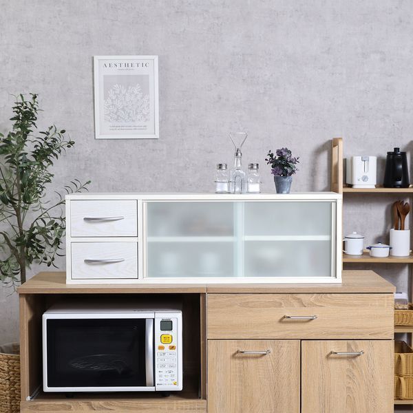 カウンター上収納ラック 約90cm幅 オークホワイト 組立品 代引不可 NEXPOTALLINN_EU