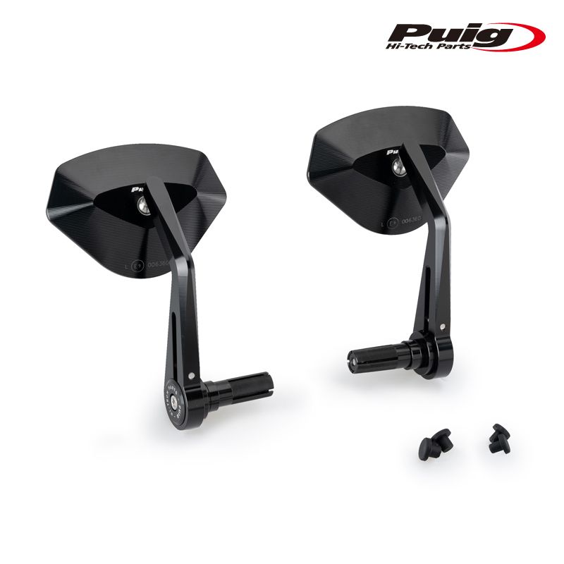 Puig 21618N BACK MIRROR HI-TECH V BLACK 汎用 プーチ バーエンドミラー