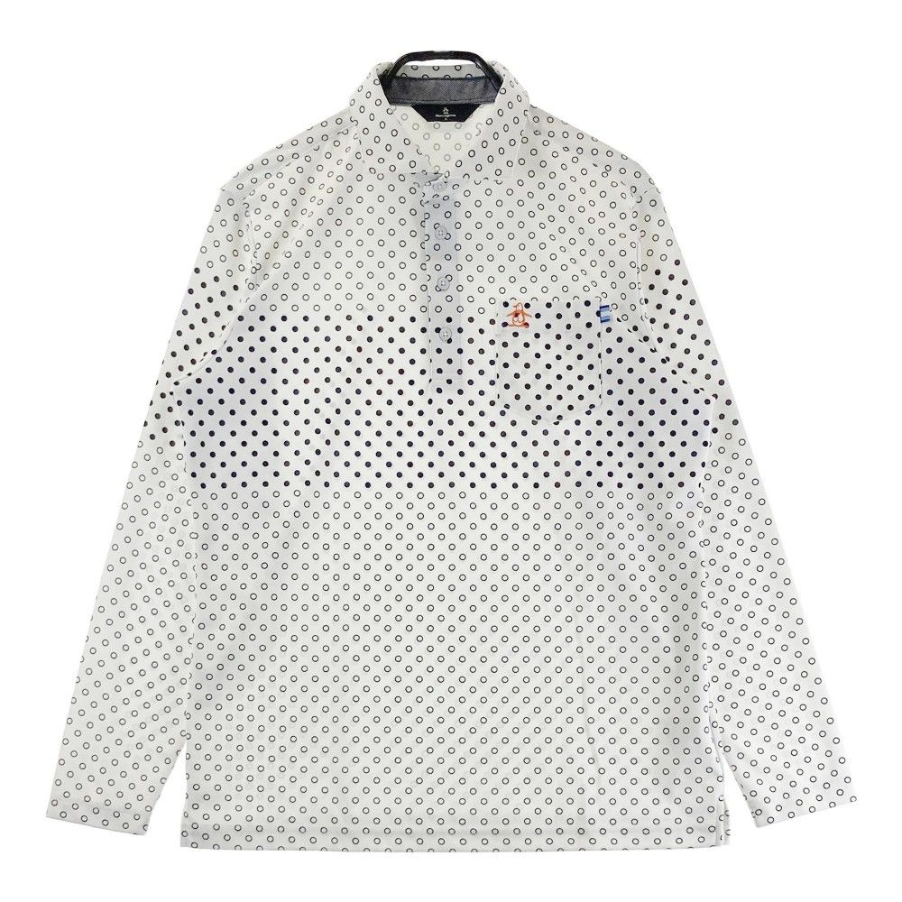 サイズ：L MUNSING WEAR マンシングウェア JWMK103 長袖ポロシャツ ドット柄 ホワイト系 [240101325085]# ゴルフウェア メンズ ストスト