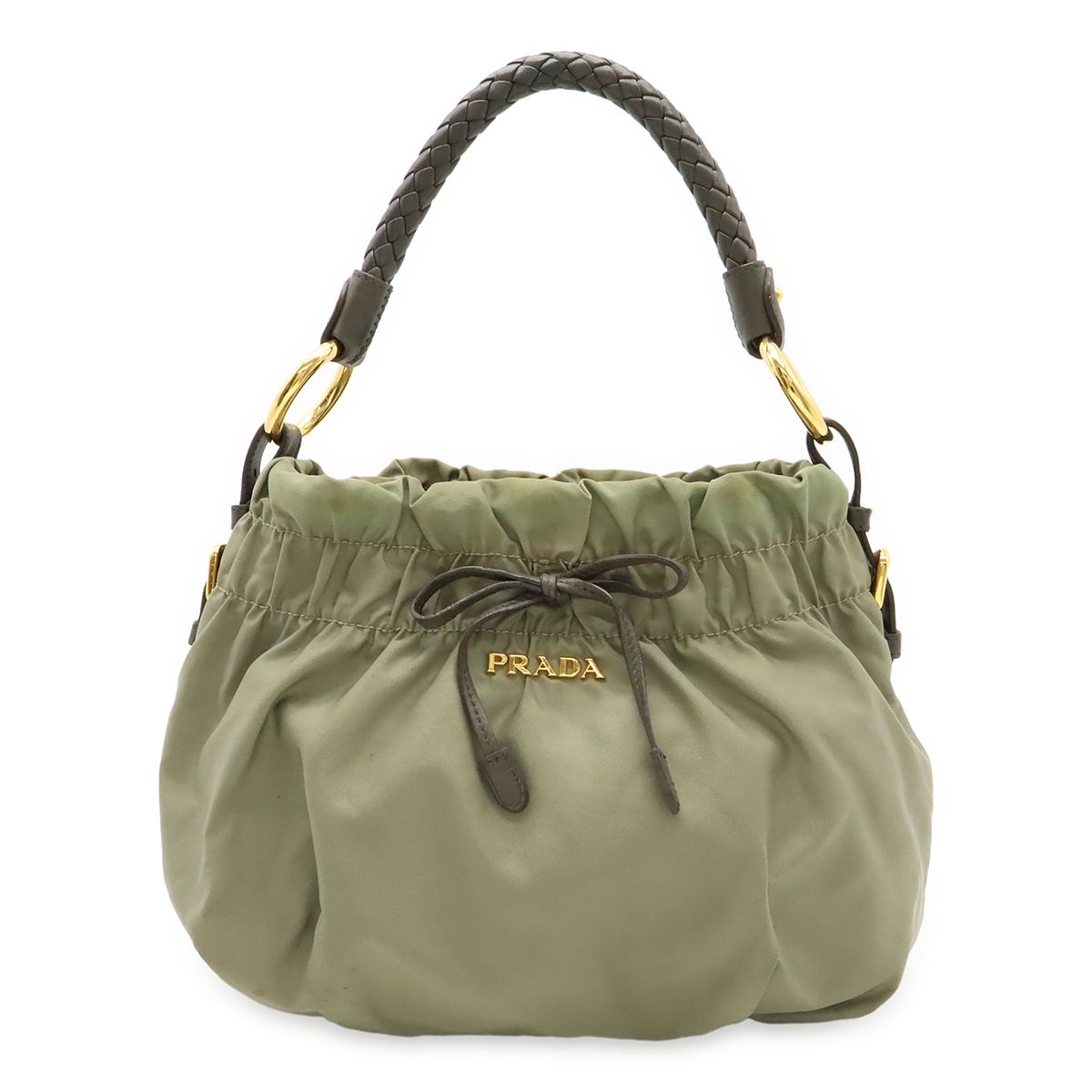 PRADA プラダ ギャザー リボン ハンドバッグ ショルダーバッグ ワン 