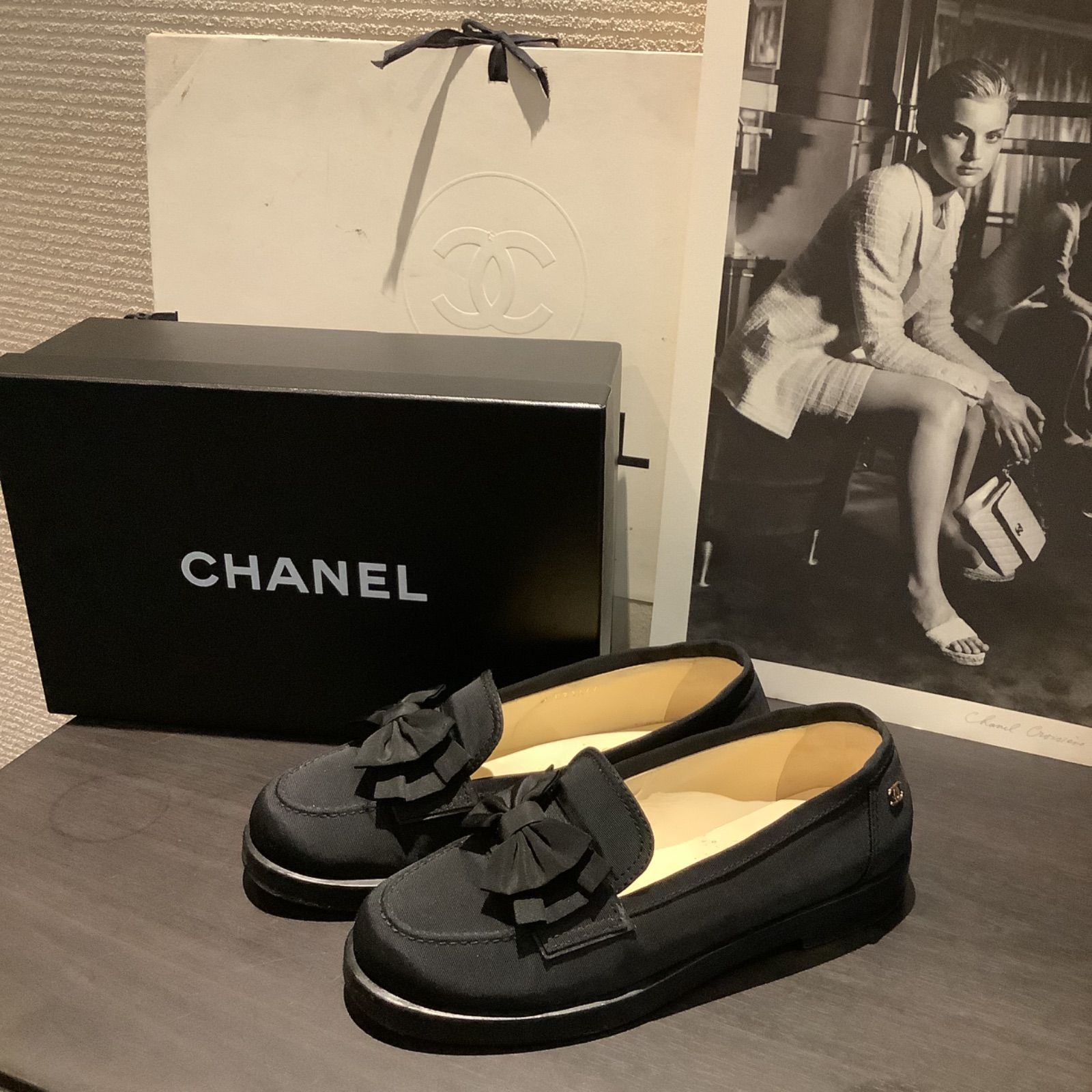 シャネル CHANEL ダブルリボン ローファー ブラック G31444 【36C】レディース パンプス シューズ B68