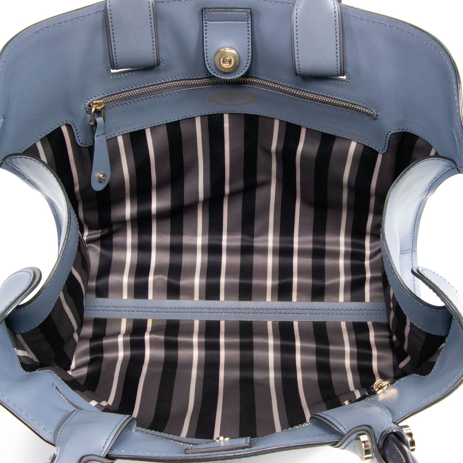 トッズ PICCOLA CAPE BAG レザー ケープ ハンドバッグ ブルー系 【公式 