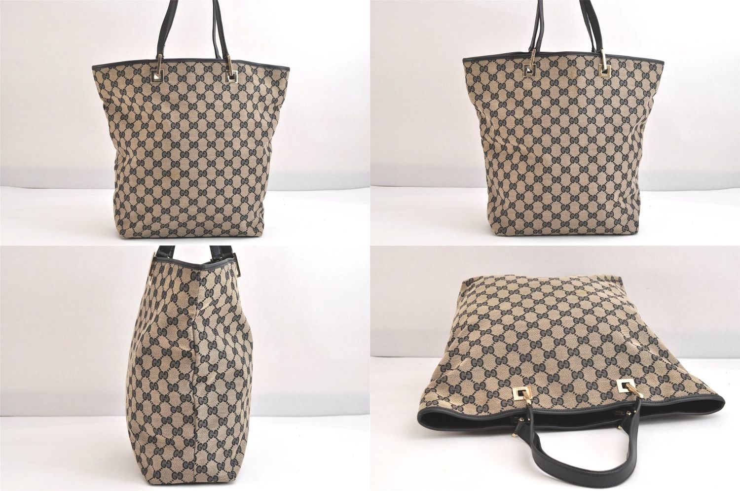 GUCCI グッチ 2Way ショルダートートバッグ GGキャンバス ピーブイシー 0021098 ブラック ネイビー 2セット 2443N DECORATOM_COM_BR