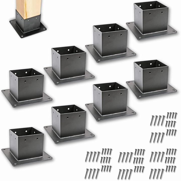 UME STAR 支柱固定金具 90ミリ角柱 フェンス ラティス バーコラ 柱脚金物 90角 ブラック セット