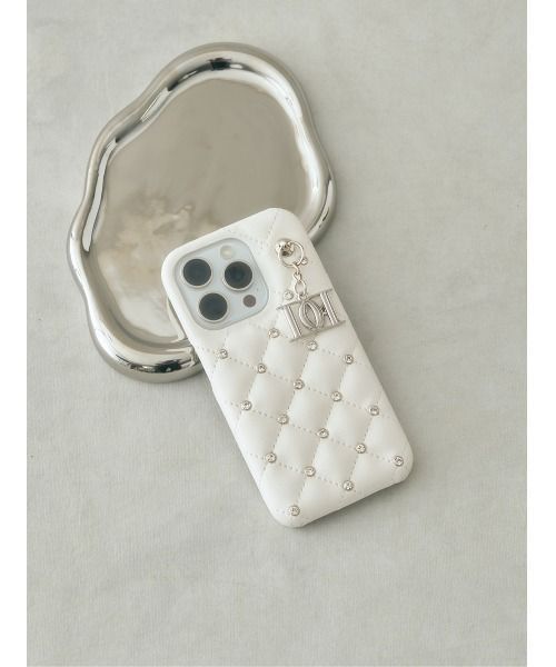 スマホケース キルティングビジューDDチャームiPhoneケース