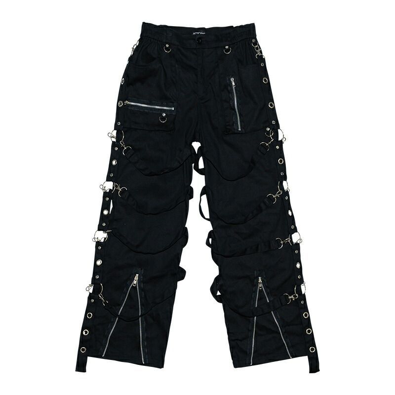 ACDC RAG エーシーディーシーラグ ベルトボンテージパンツ 10分丈 パンク ロック ファッション V系 ビジュアル系 ヴィジュアル系 ベルト バンギャ Y2K ko-6034 DECORATOM_COM_BR