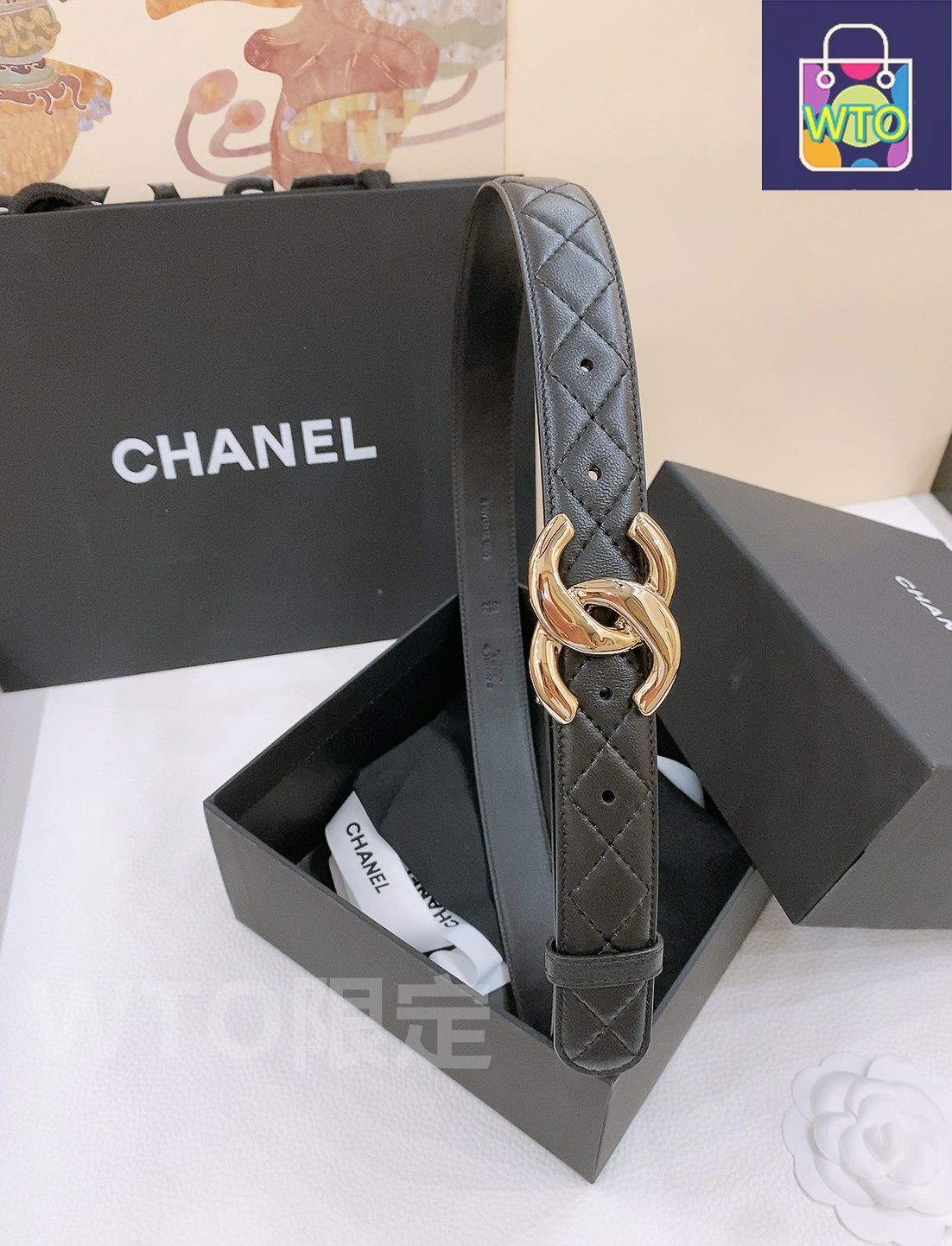 CHANEL ベージュ ダブルCロゴ ベルト 69 CHANEL ベージュ ダブルCロゴ ベルト 69