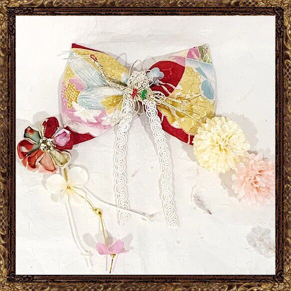 成人式　振袖　髪飾り　大正ロマン　ふわりひらり大人のチュールリボン　桃色の調べ 成人式 振袖 髪飾り 大正ロマン ふわりひらり大人のチュールリボン