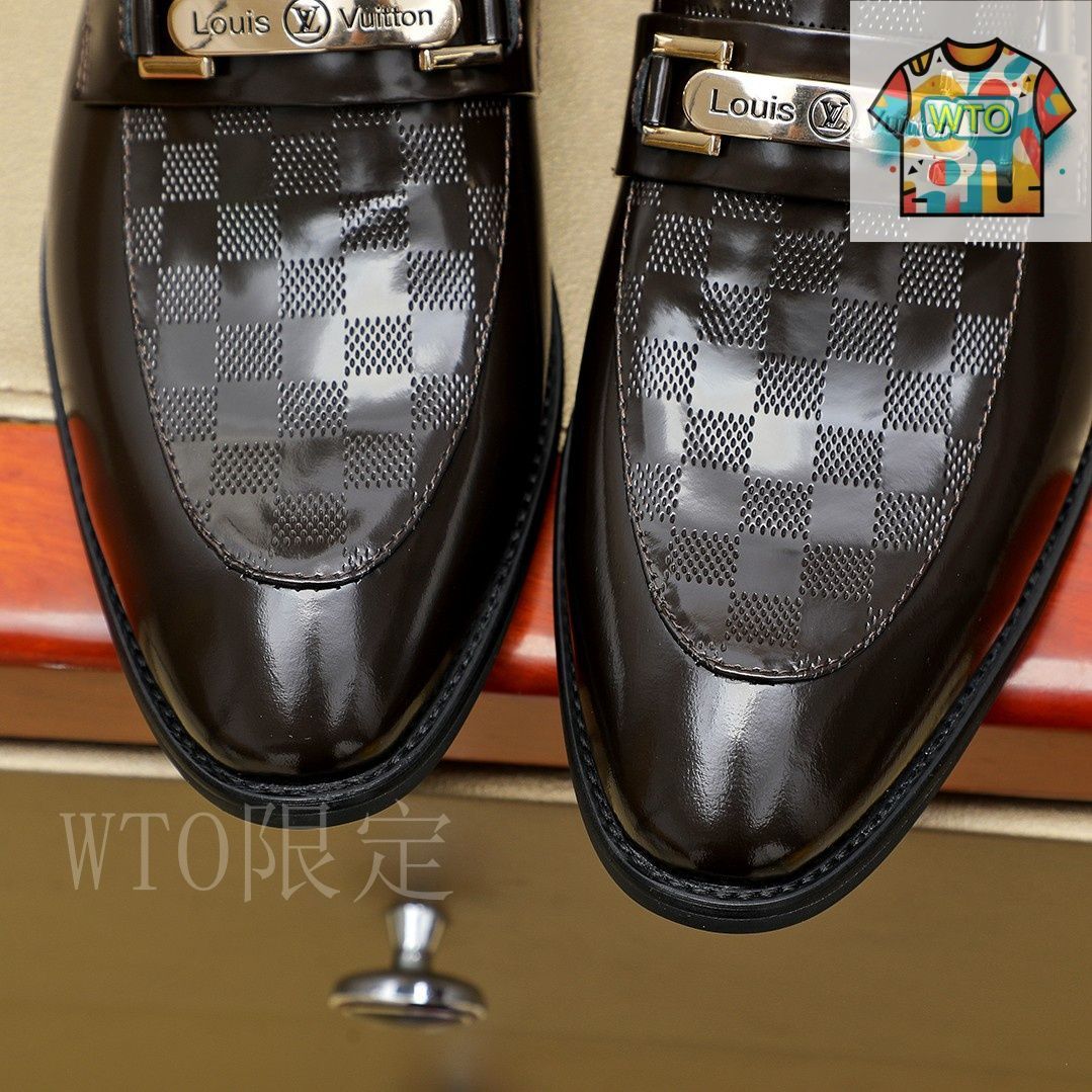 LOUIS VUITTON◆パンチングレザーシューズ/フォーマル/ビジネス/UK8/BRW/レザー/ST1124// LOUIS VUITTON - 美品 ルイ ヴィトン パンチング ドレスシューズ