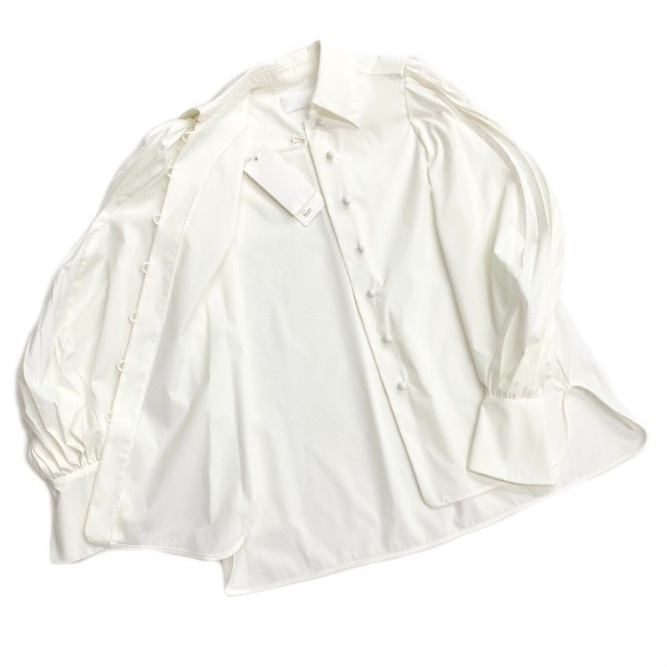 未使用品 Mame Kurogouchi マメクロゴウチ Curved Pleated Shirt 