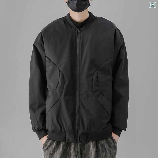 3XL 2 秋冬 コーデ メンズ 服 シンプル ファッション オシャレ 大人 かっこいい 大きいサイズ ストリート 紳士服 コットン コート レトロ カジュアル 暖かい ボンバー ジャケット コットン