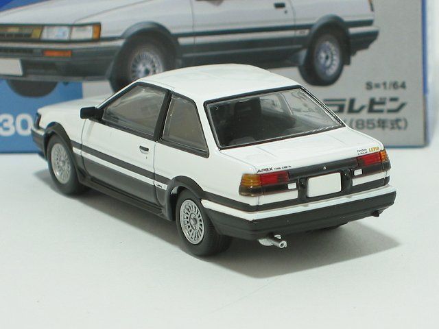 トヨタ カローラレビン 2ドア GT-APEX 85年式（白／黒）LV-N304c【トミーテック社1/64ミニカー】【トミカの時】