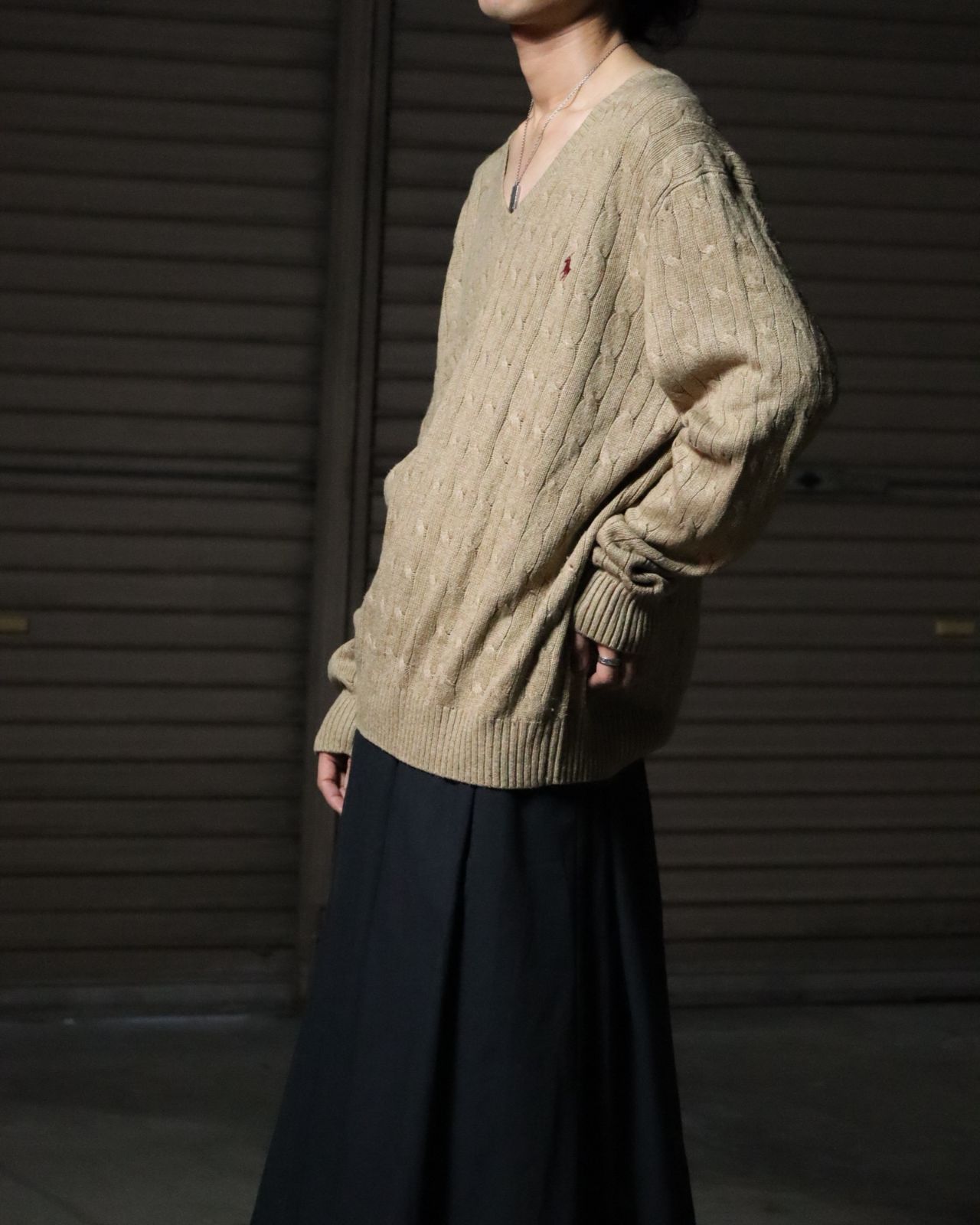 1990s Polo by Ralph Lauren silk cable knit oversized ラルフ