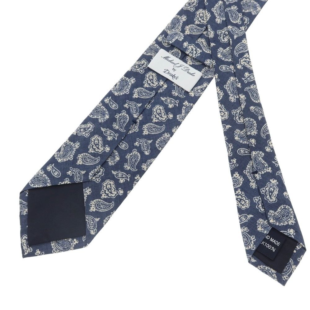 【中古】マイケル J ドレイク Michael J. Drake シルク ペイズリー柄ネクタイ ネイビーxグリーン【メンズ】 中古】マイケル J ドレイク Michael J. Drake シルク ペイズリー柄