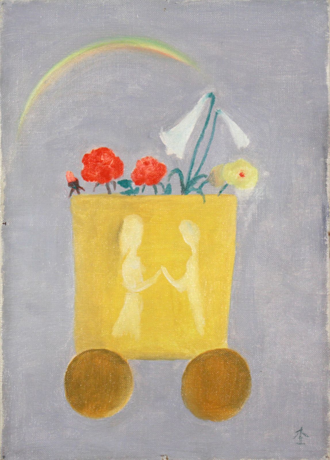 杢田たけを『花車の対話』油彩画【真作保証】 絵画 杢田たけを『花車の対話』油彩画【真作保証】 絵画 - メルカリ