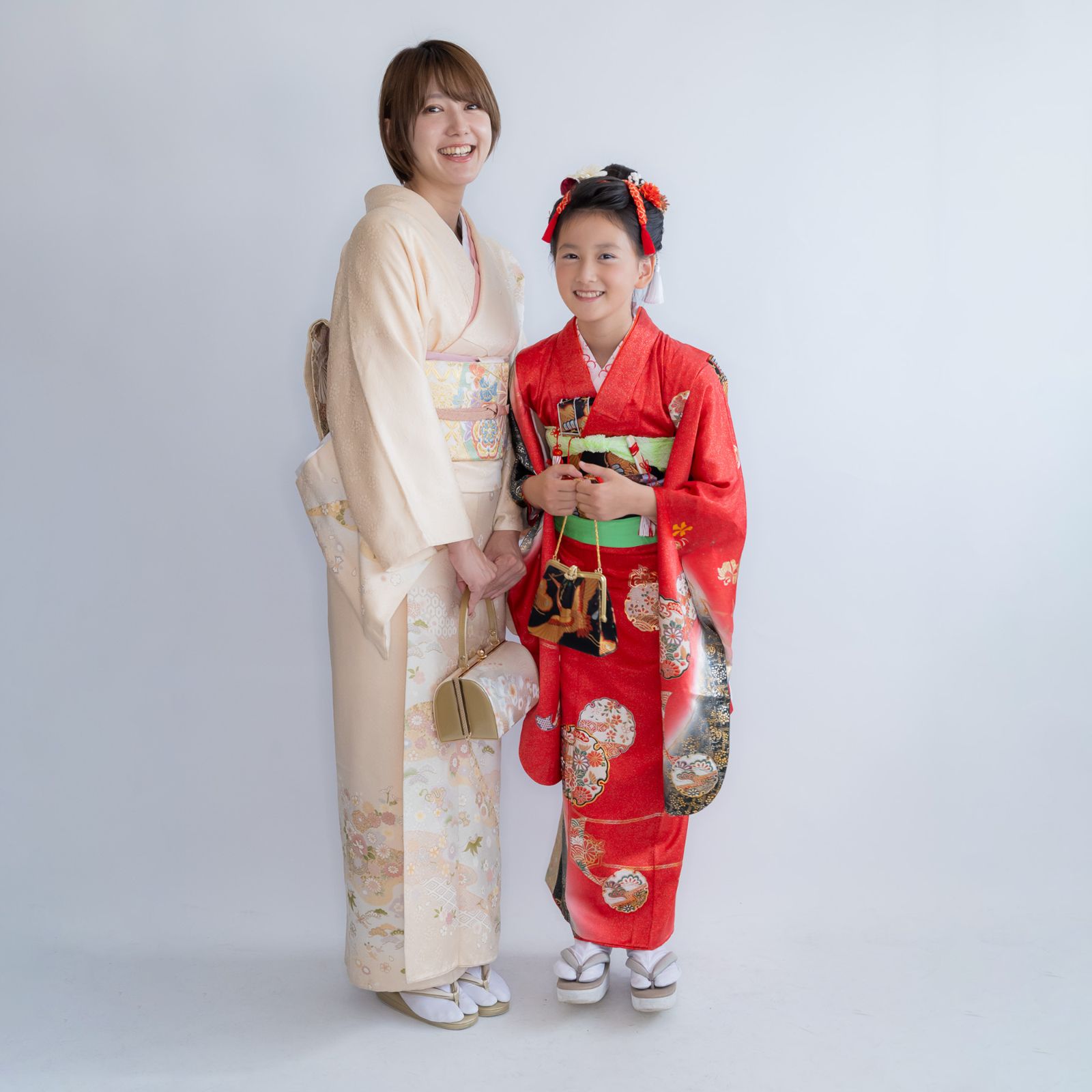 七五三7歳日本髪/ハーフ成人式振袖髪飾り赤A】ヘッドドレス＆水引き赤