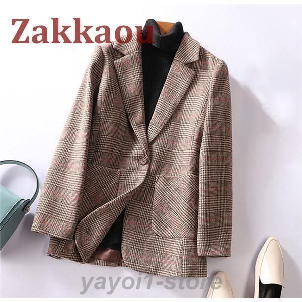 ジャケット テーラードジャケット レディース チェック柄 ミドル丈 長袖 秋 春 ビジネス 転職 通勤 OL セレモニー きれいめ シ NEXPOTALLINN_EU