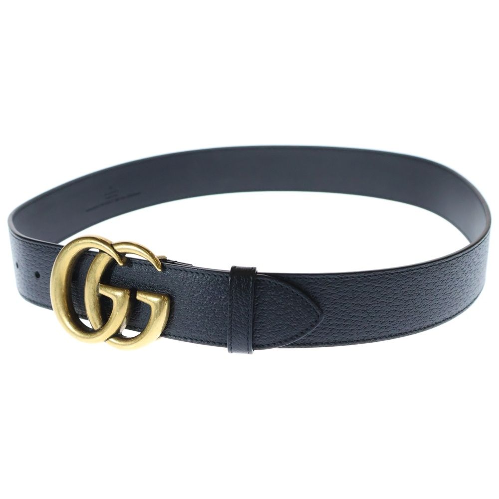 グッチ GUCCI GGマーモント ゴールドバックルレザーベルト406831 GUCCI (グッチ) GGマーモント ベルト レザー ブラック ゴールド