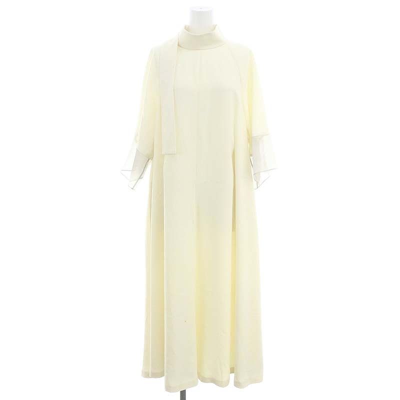 アドーア ADORE 23SS ミドルジョーゼットワンピース ロング マキシ丈 七分袖 38 アイボリー |MI OS