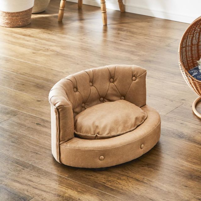 後藤家具物産 チェスターフィールド風コンパクトペットソファー PSO-MG-BE-S ベージュ