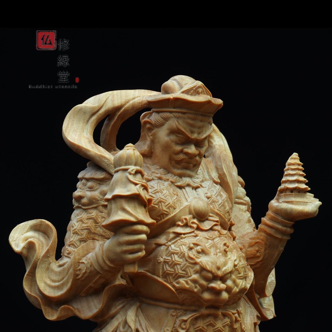 【修縁堂】最高級 木彫り 仏像 四天王立像 一式 仏教工芸 精密彫刻 修縁堂】最高級 木彫り 仏像 四天王立像一式 柘植材 仏教工芸