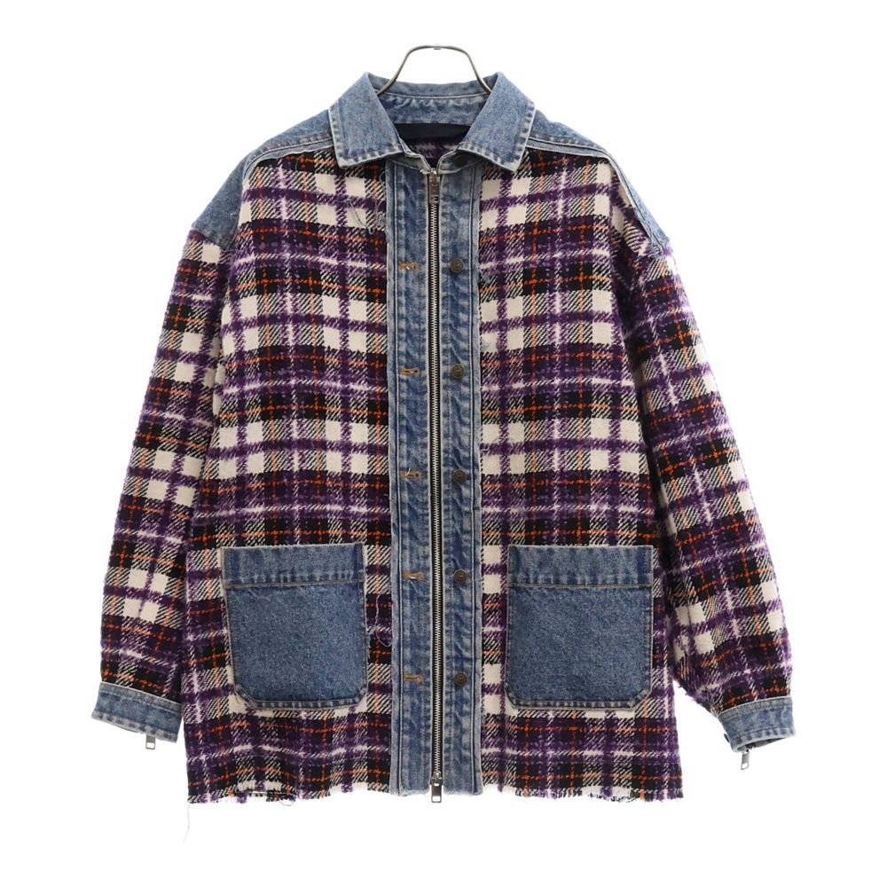 DIESEL (ディーゼル) デニム切り替え ツイードジャケット インディゴ/パープル