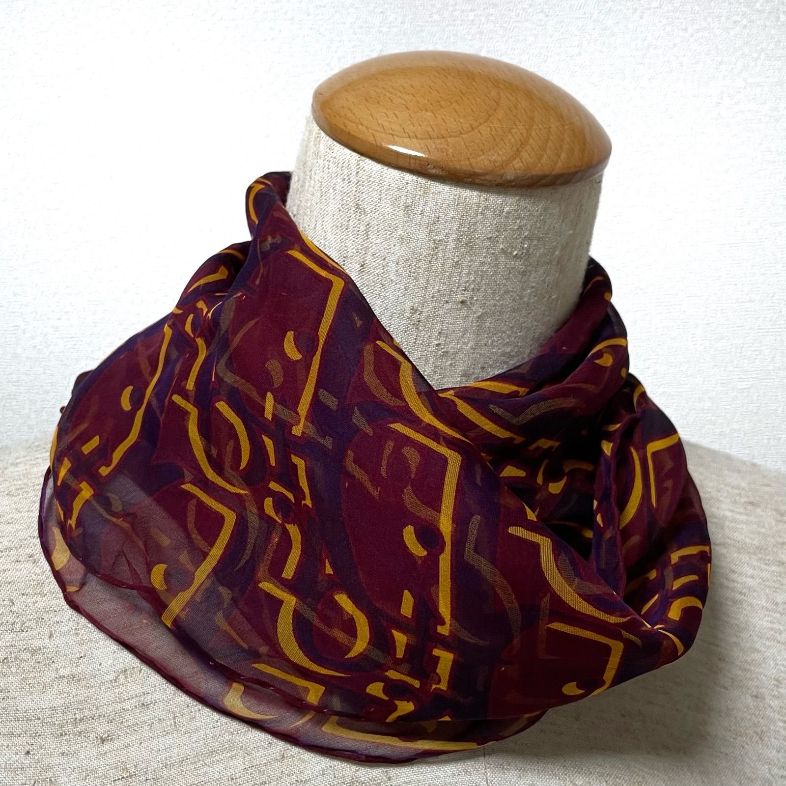 Christian Dior ボルドー スカーフ CHRISTIAN DIOR Silk Mitzah Wildior Scarf Bordeaux 1670909