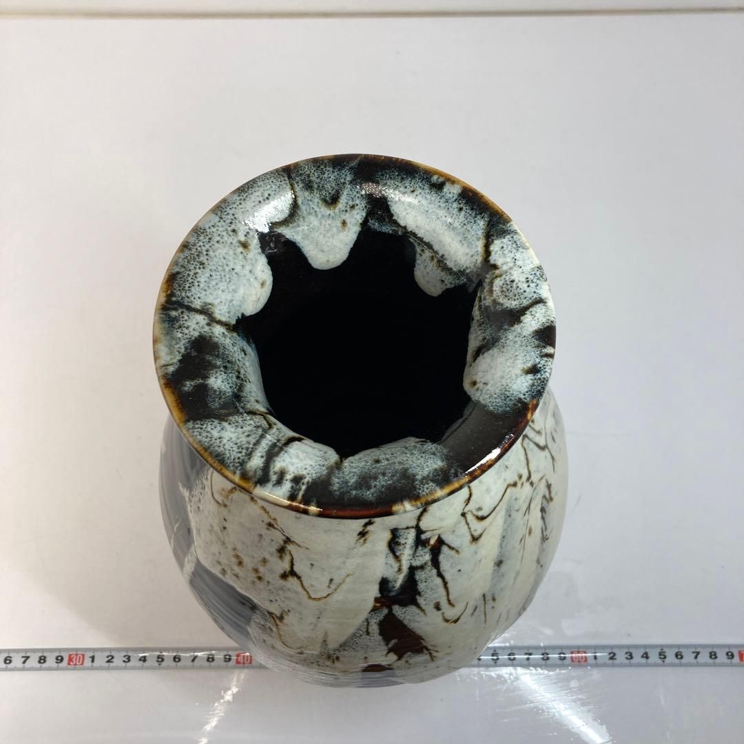 清水六兵衛 瀬戸唐津花瓶 共箱 高さ30.5㎝ 東Y6-0131①タサオ