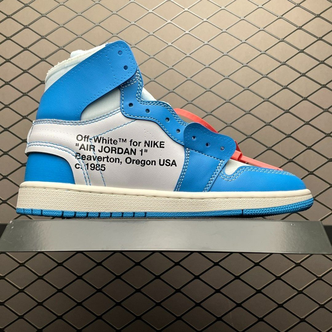 新品 未使用 OFF-WHITE × NIKE AIR JORDAN 1 POWDER BLUE UNC オフホワイト x ナイキ エアジョーダン1  パウダーブルー ハイカットスニーカー ホワイト/ブルー AQ0818-148 男女兼用 - メルカリ