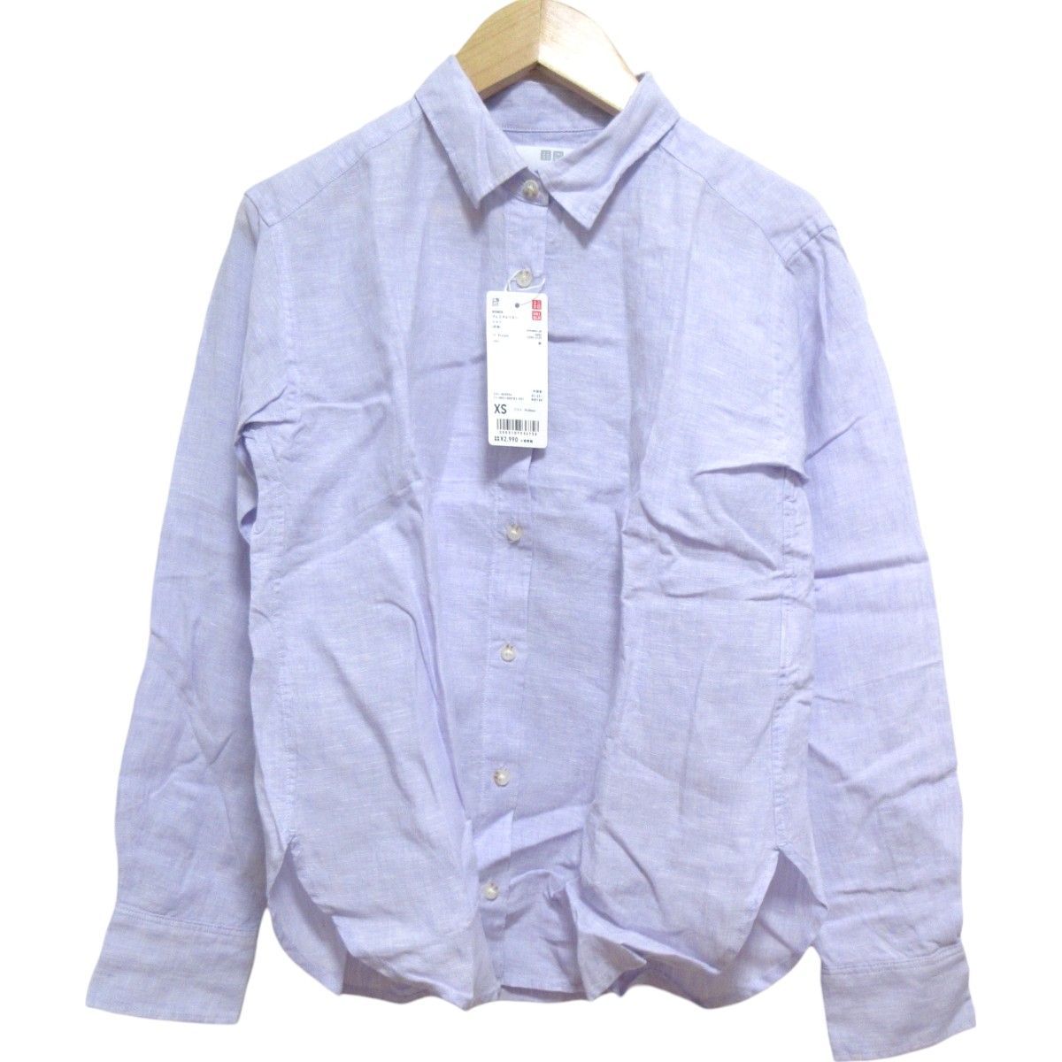 【210992】UNIQLO ユニクロ プレミアムリネンシャツ タグ付き 長袖シャツ XS レディース ・ ライトパープル - メルカリ