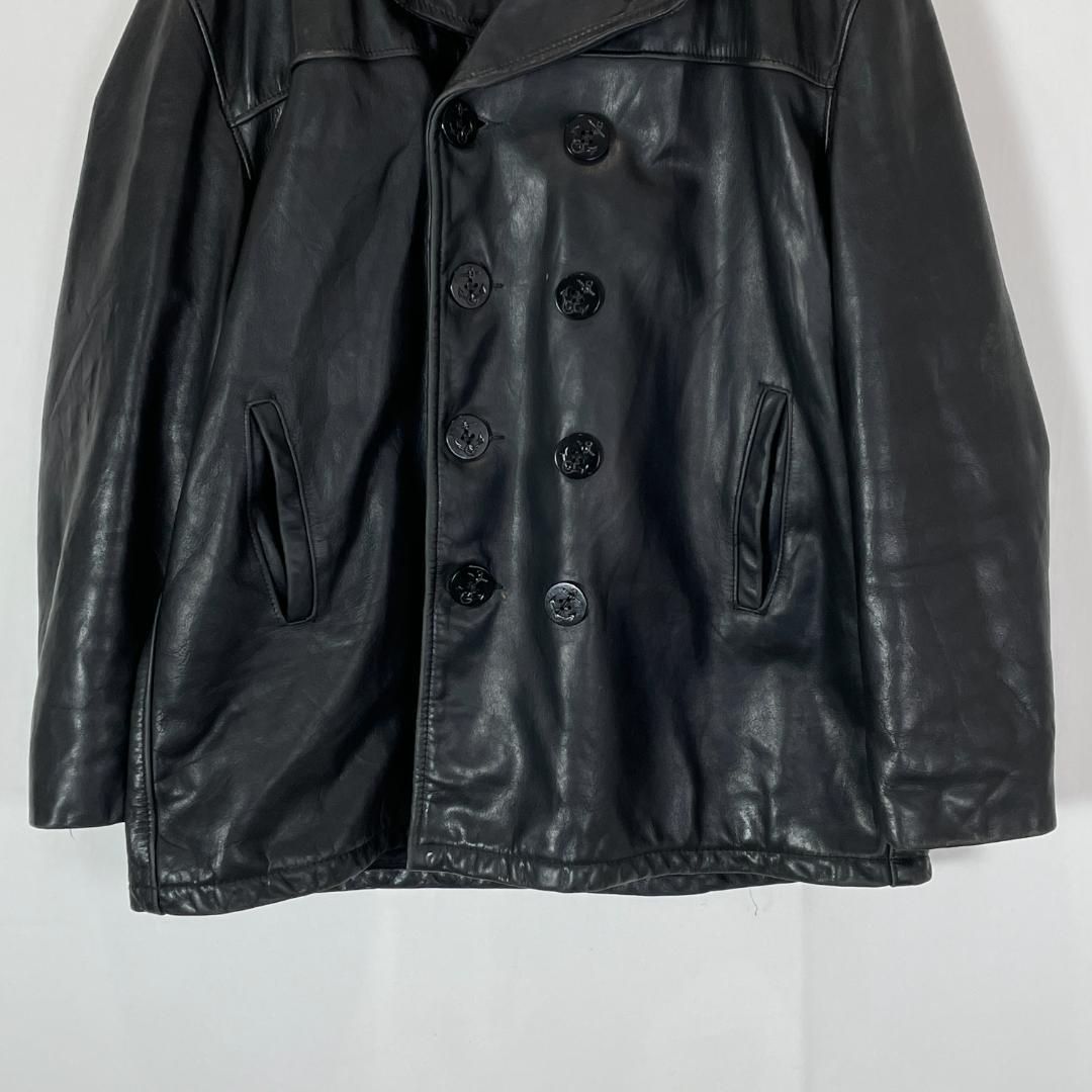 Schott　ショット　希少　オールレザー　古着　US製　ピーコート　サイズ44 Schottショット希少オールレザー古着US製ピーコートサイズ44