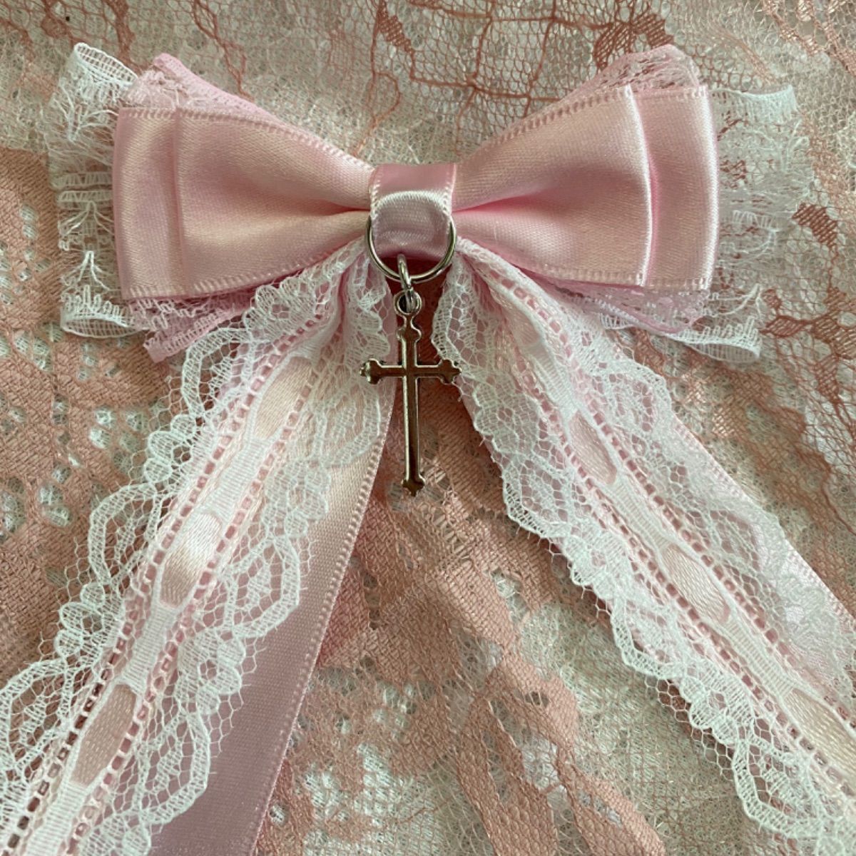 ♡量産型 ピンク白レースリボン♡ - メルカリ