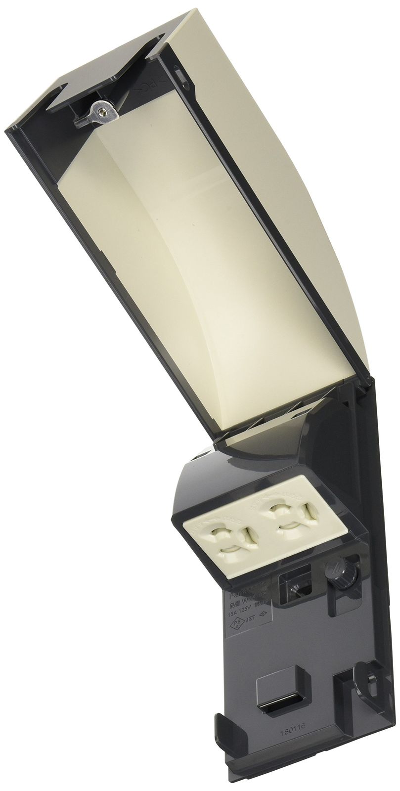 商品 パナソニック Panasonic スマート カバー付接地防水コンセント 簡易鍵 抜け止め式 アースターミナル式 露出 埋込両用 ホワイト WK 4702 W