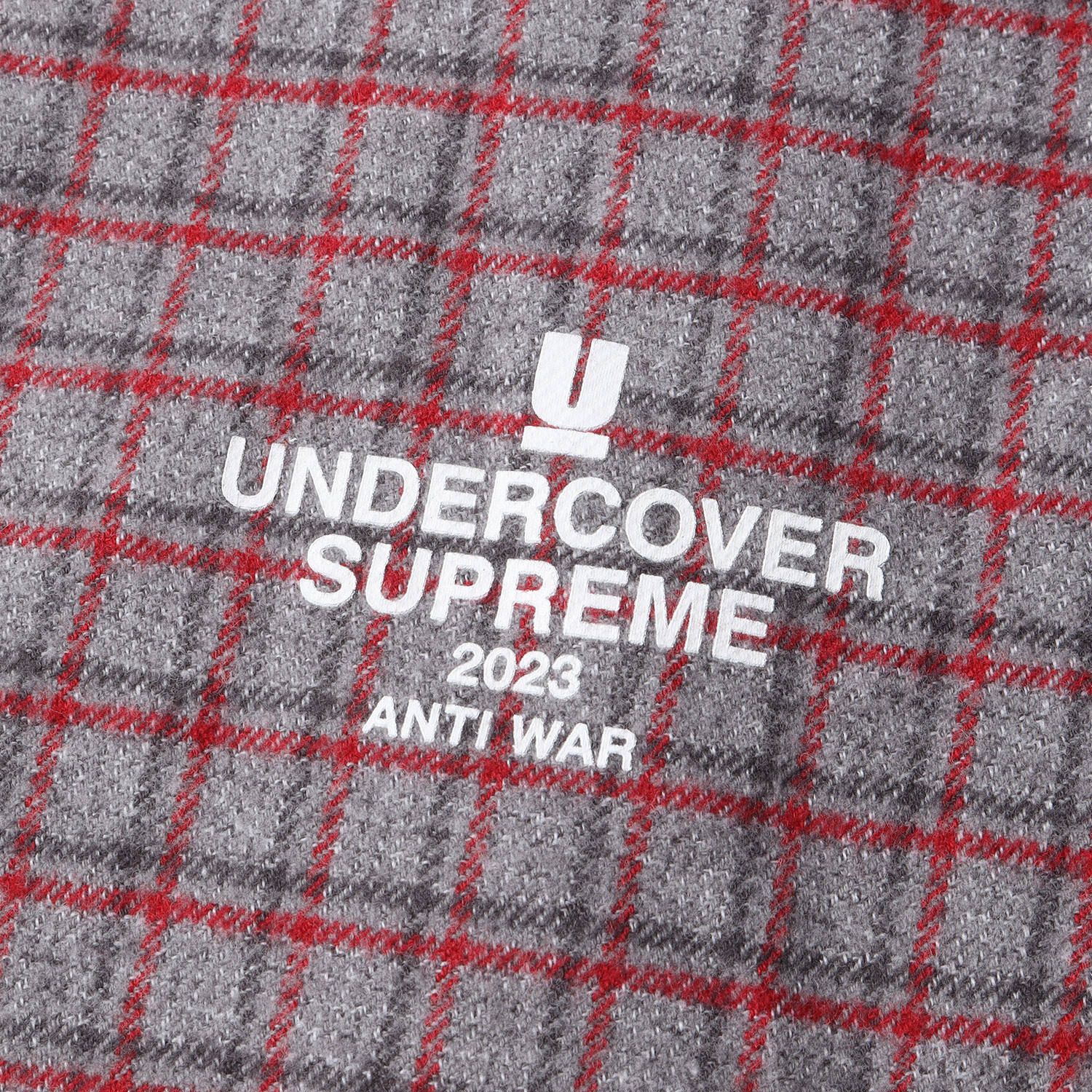 新品 Supreme シュプリーム シャツ サイズ:M 23SS UNDERCOVER アラビックロゴ チェック フランネル 半袖シャツ S/S  Flannel Shirt グレー レッド トップス カジュアルシャツ コラボ【メンズ】