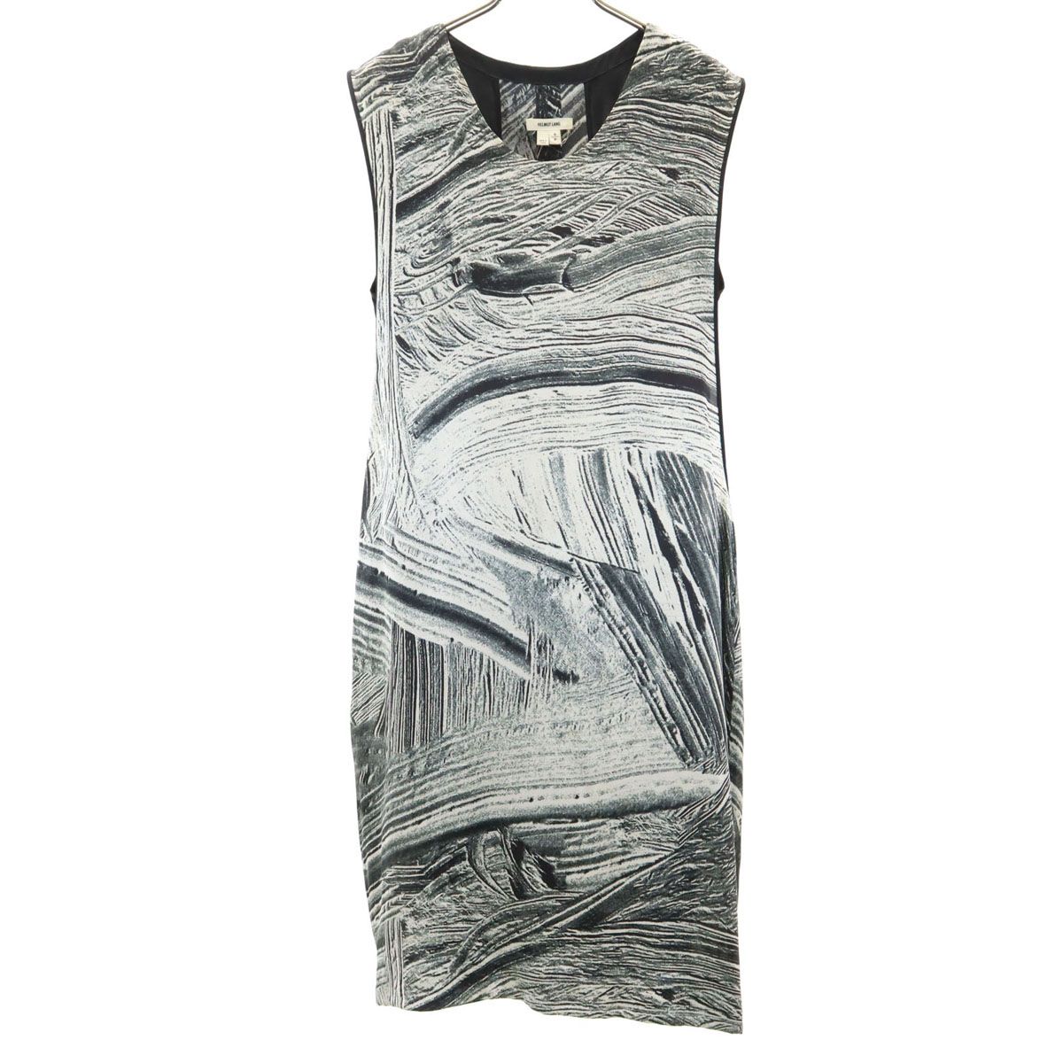 HELMUT LANG ヘルムートラング シルク 総柄 ノースリーブ ワンピース S