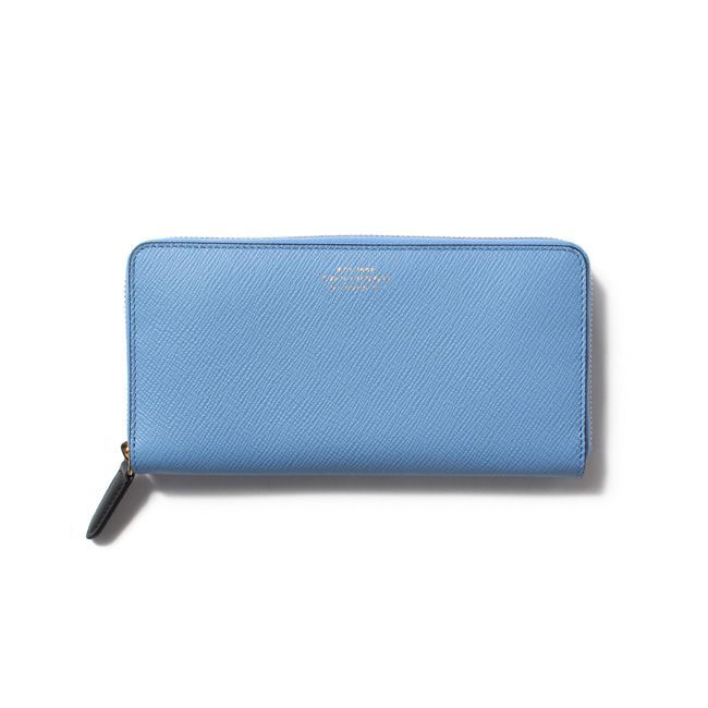 未使用】SMYTHSON 財布 長財布 パナマ ラージ ジップ アラウンド 青-