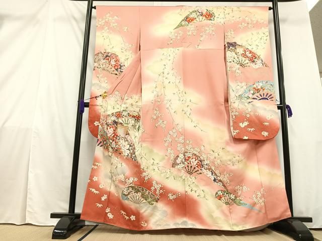 平和屋着物□豪華振袖 駒刺繍 御所車草花文 暈し染め 金彩 正絹