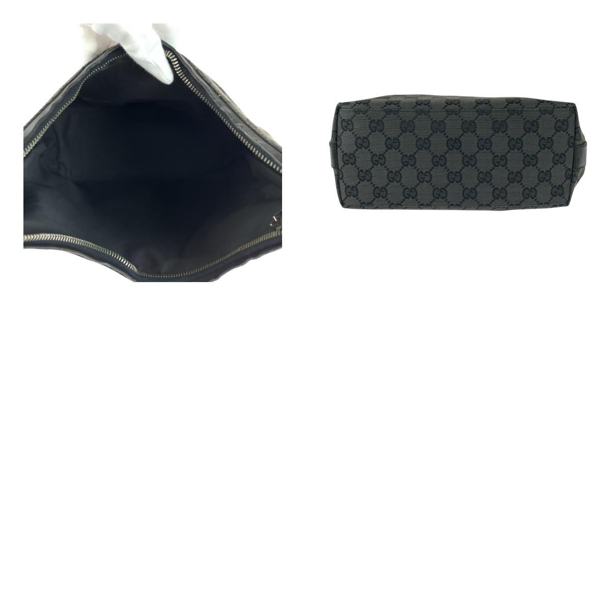 美品 グッチ GGキャンパスショルダーバッグ ブラック シルバー金具 GUCCI グッチ 男女兼用 ブラック 黒 シルバー金具 キャンバス