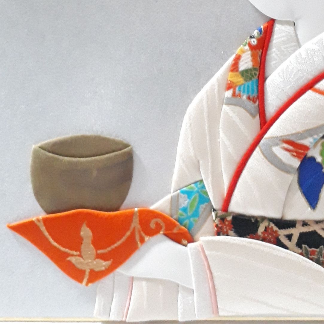 色紙アート 日本美人 押し絵 着物 和装 茶道 インテリア 押絵