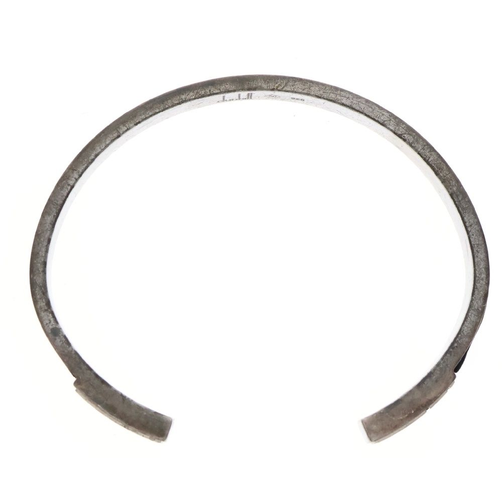 dunhill (ダンヒル) レザー バングル ブレスレット シルバー/ブラック