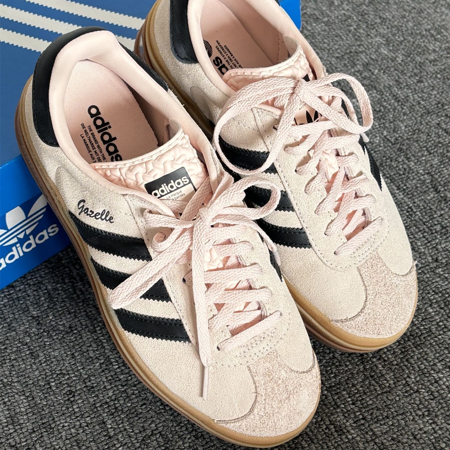 adidas originals Gazelle BOLDレディースピンクブラウン厚底板靴