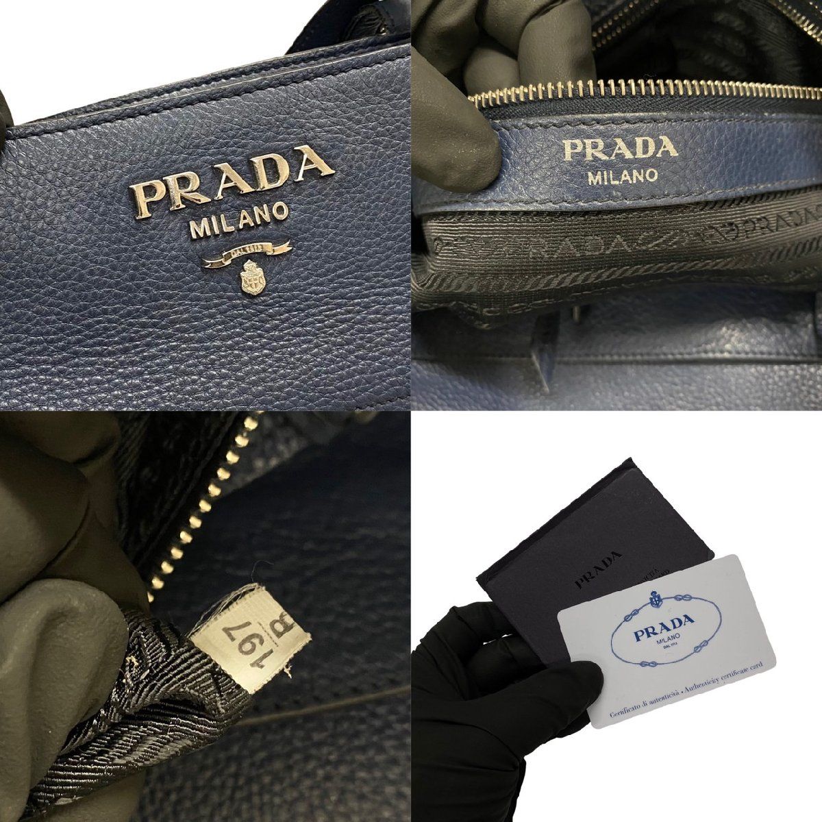 極美品 カード付 PRADA プラダ ロゴ ヴィッテロ レザー 本革 トート