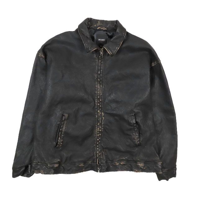 BEAMS ヴィンテージレザー ジップブルゾン メンズ アウター