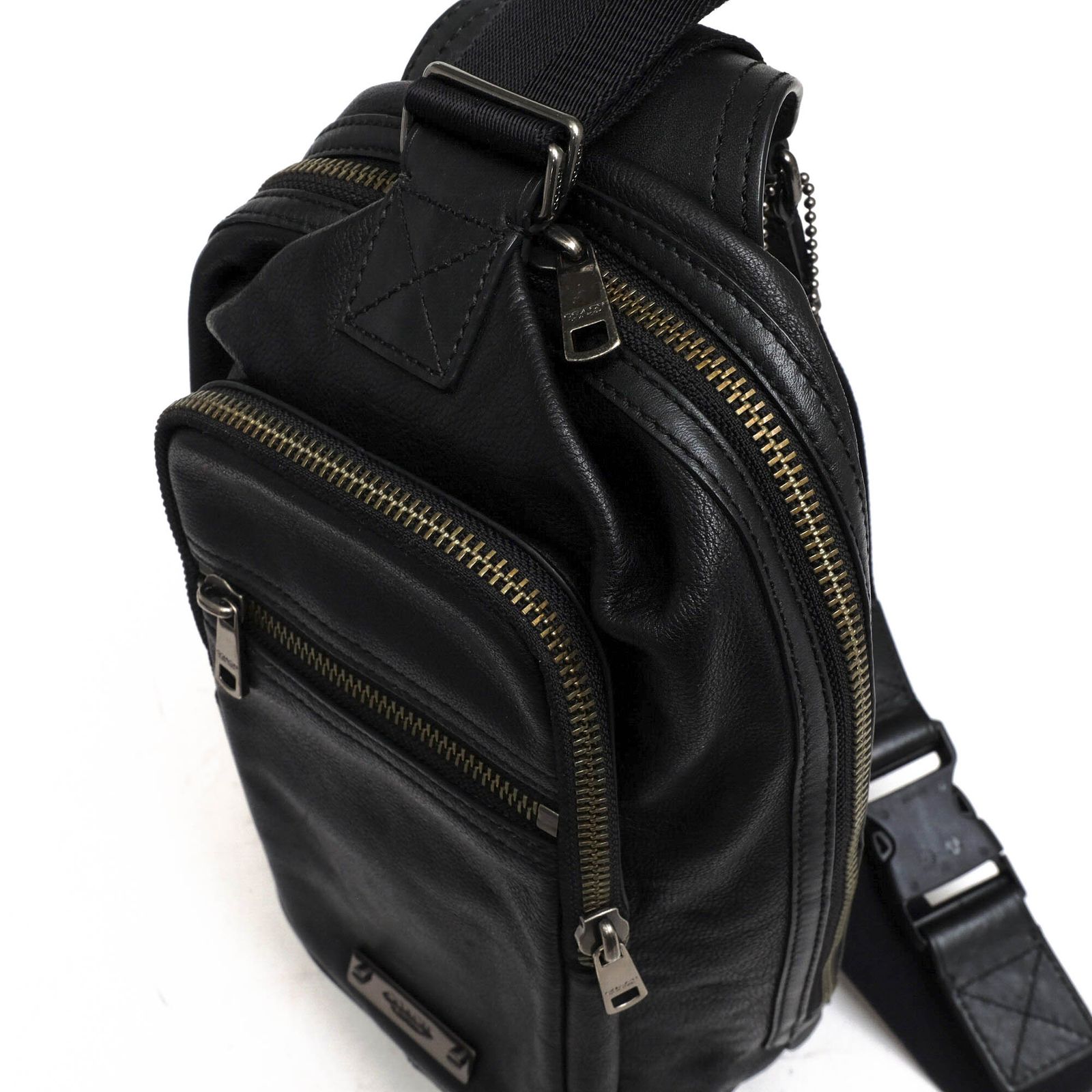 COACH コーチ トンプソン ボディーバッグ ショルダーバッグ レザー 黒