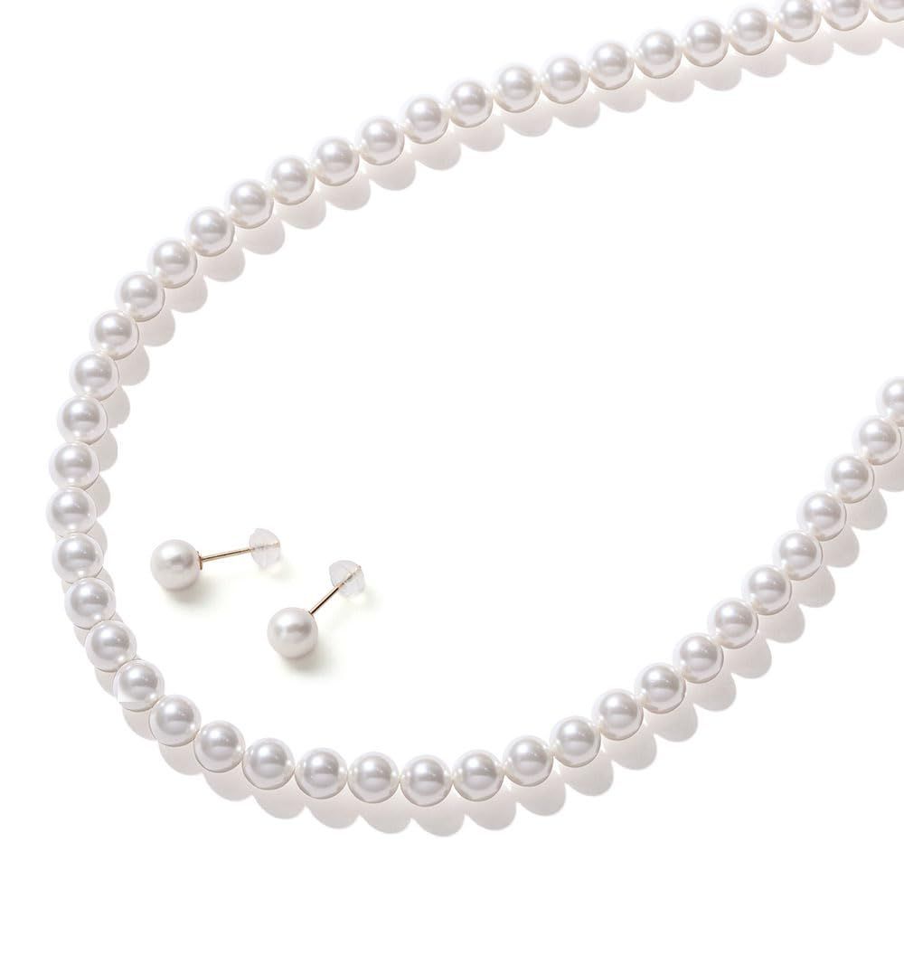 60.0 センチメートル_ホワイト×ゴールド_18金ピアス VOTRE COUTURE ネックレス セット グラン 真珠 ネックレス 60cm 8mm ホワイト×ゴールド 18金ピアスセット ブランド3
