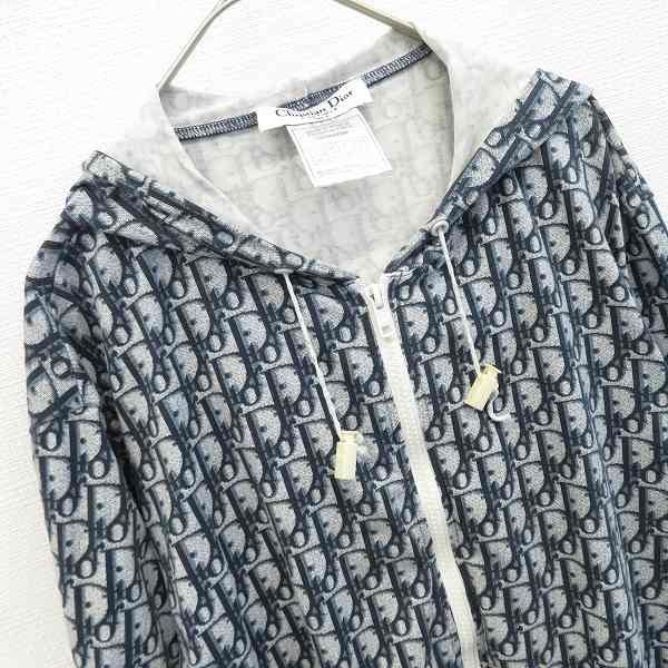 美品✨ディオール　トロッター　ジップアップ　パーカー　ネイビー Dior - DIOR ディオール 21SS トロッター柄フード ハーフジップ